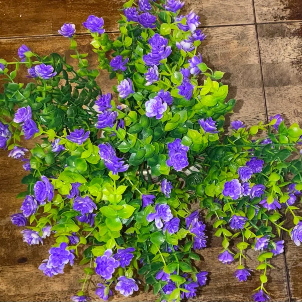 6 pcs Purple Artificial Flowers Outdoor Plastic Faux Flowers NWOT